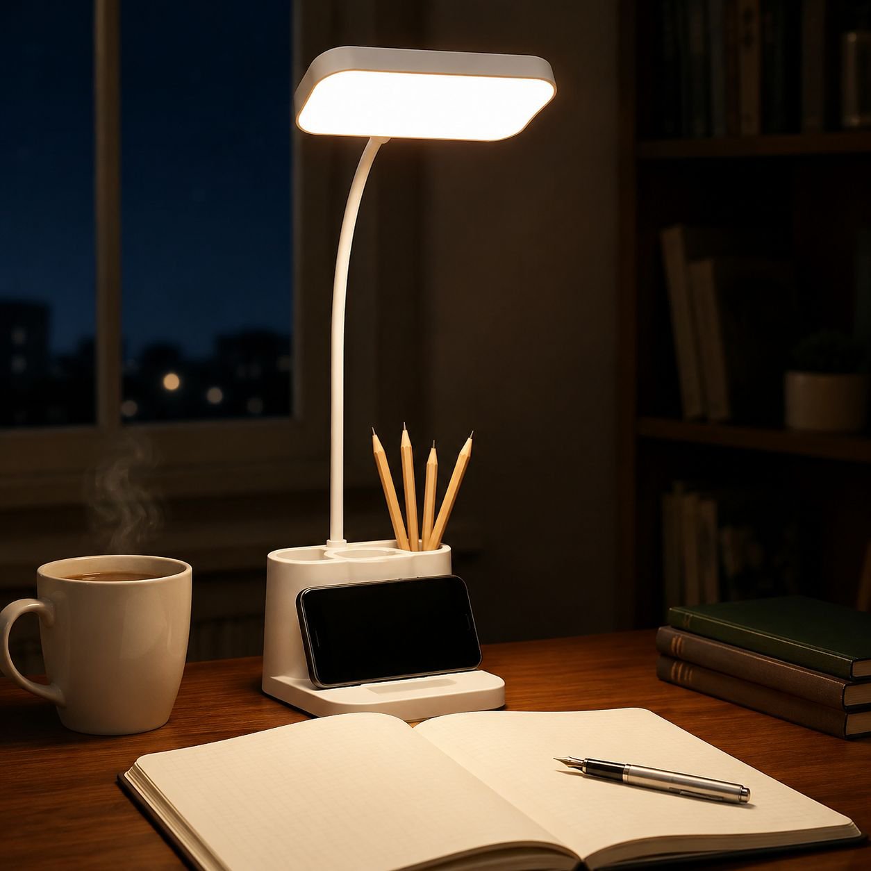 Sleek multifunctional study lamp with eye protection design