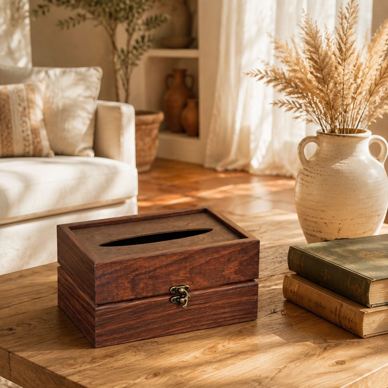 Caja de pañuelos de madera sólida estilo chino multipropósito para sala, hotel y oficina