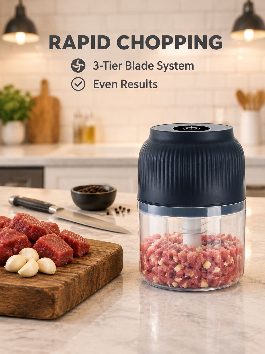 Multifunctional Cordless Electric Meat and Garlic Chopper