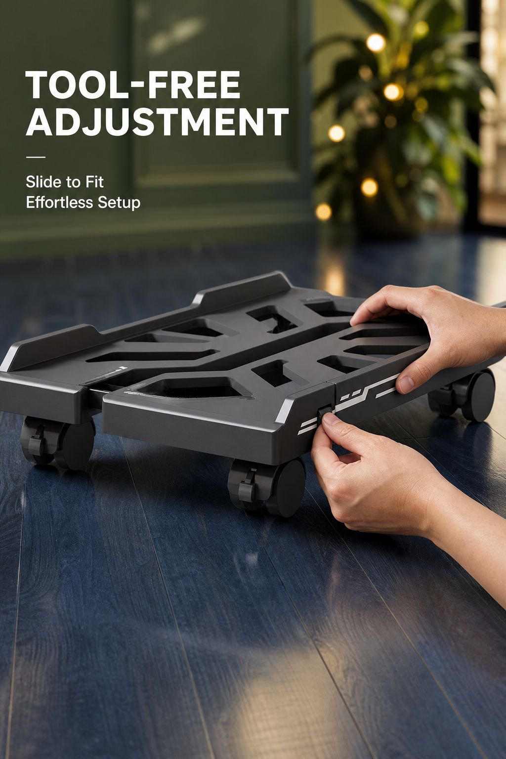Ergonomic adjustable PC tower base for easy mobility