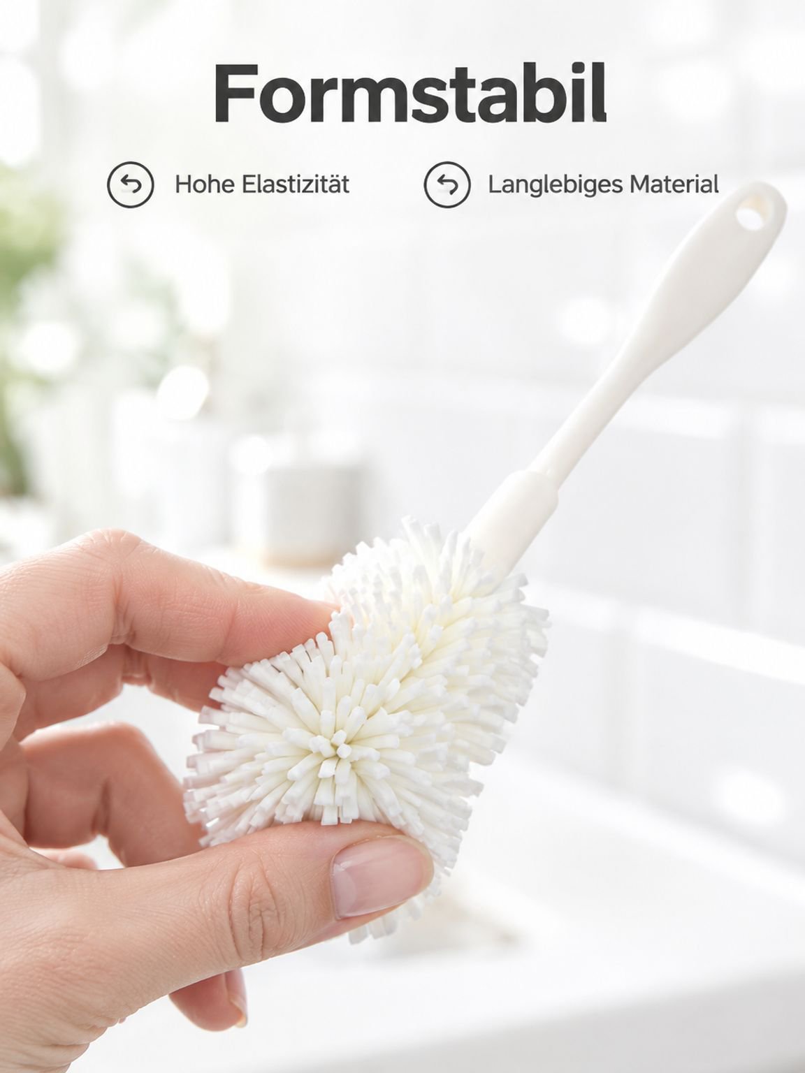 Mixerbehälter mit langstieliger Reinigungsbürste