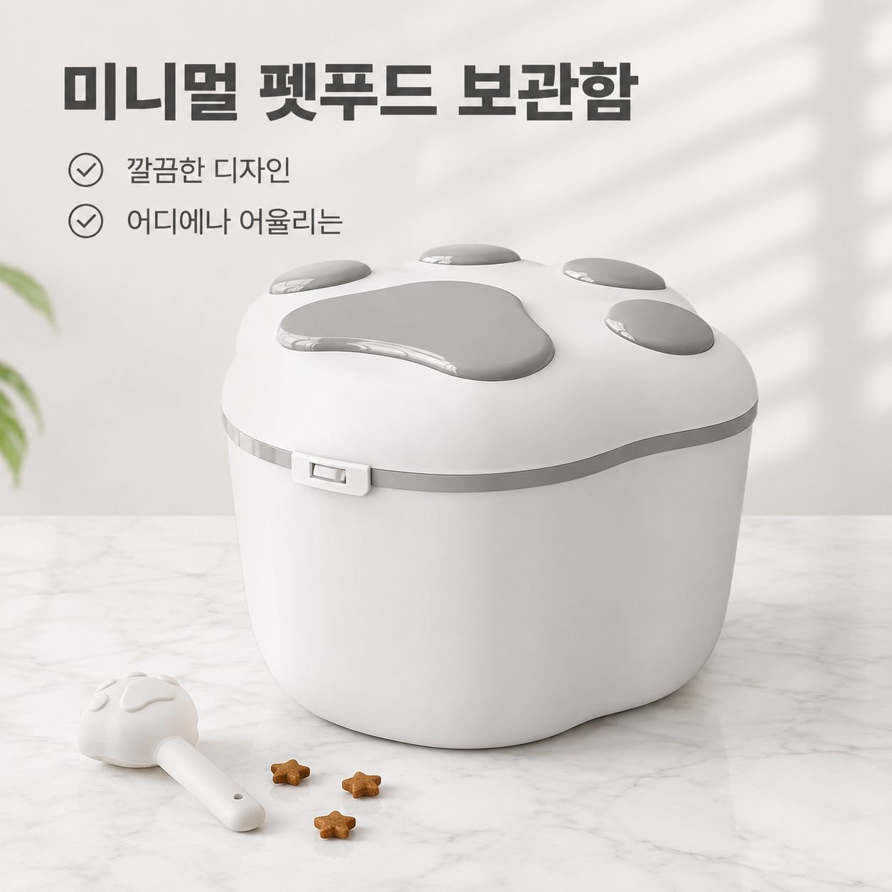 고양이 사료 밀폐 보관통 반려동물 사료 방습 수납함