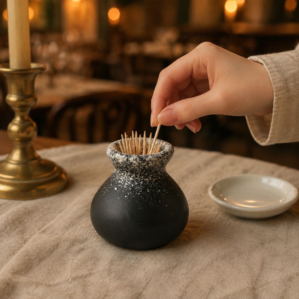 Contenant à cure-dents en céramique personnalisable pour salon et salle à manger