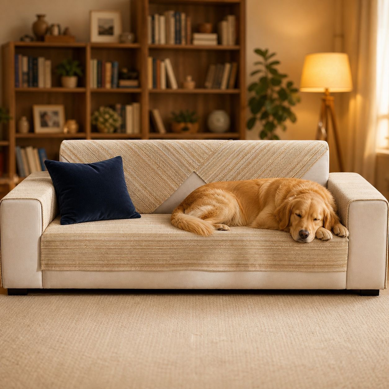Washable sofa cover protecting furniture from stains