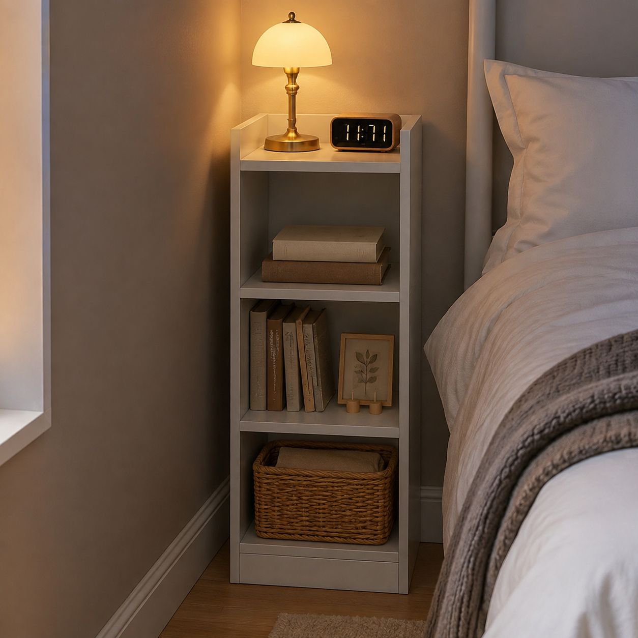 Multi-functional Corner Storage Cabinet Space-saving Narrow Bookcase