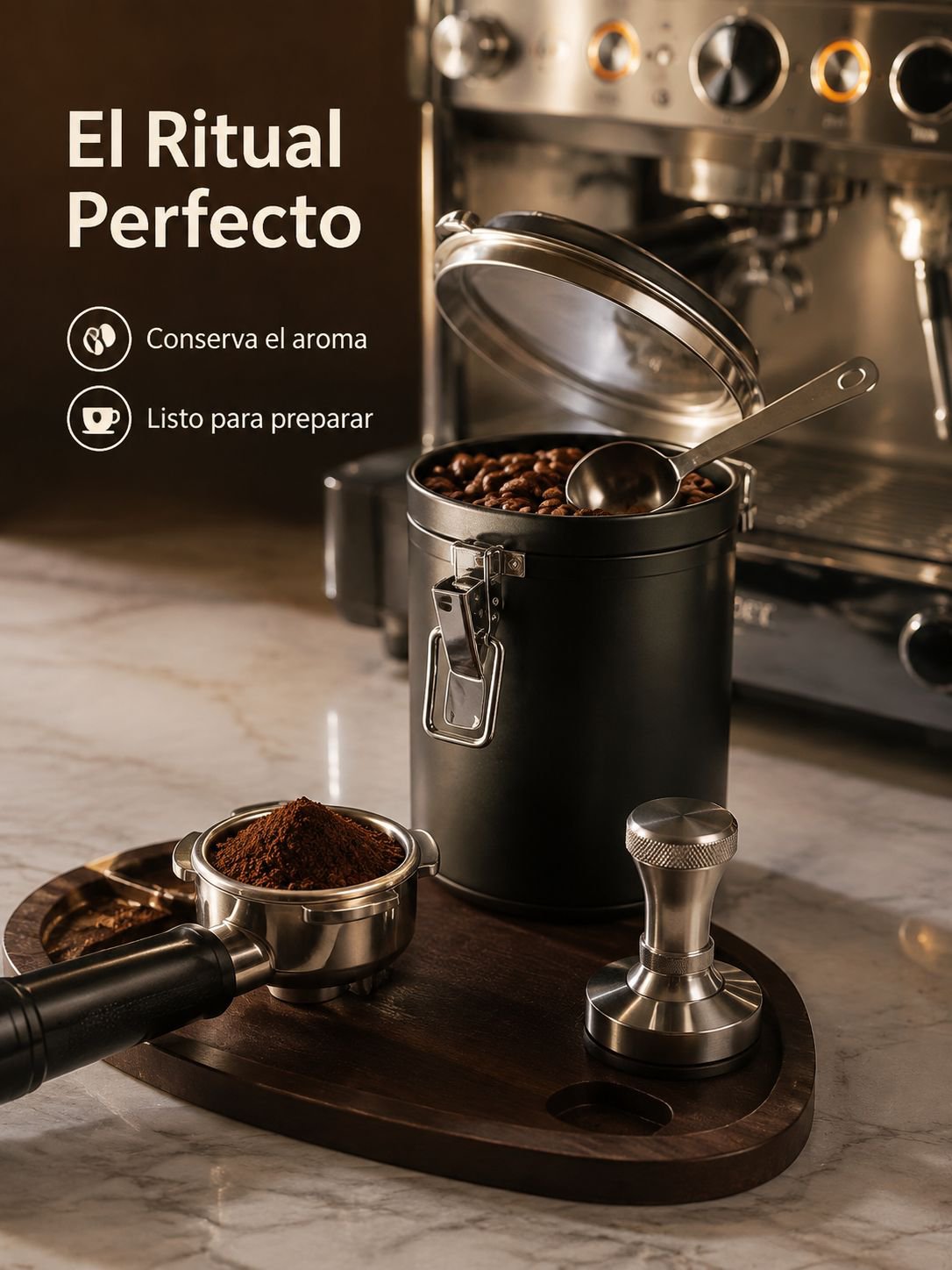 Recipiente para almacenar granos de café
