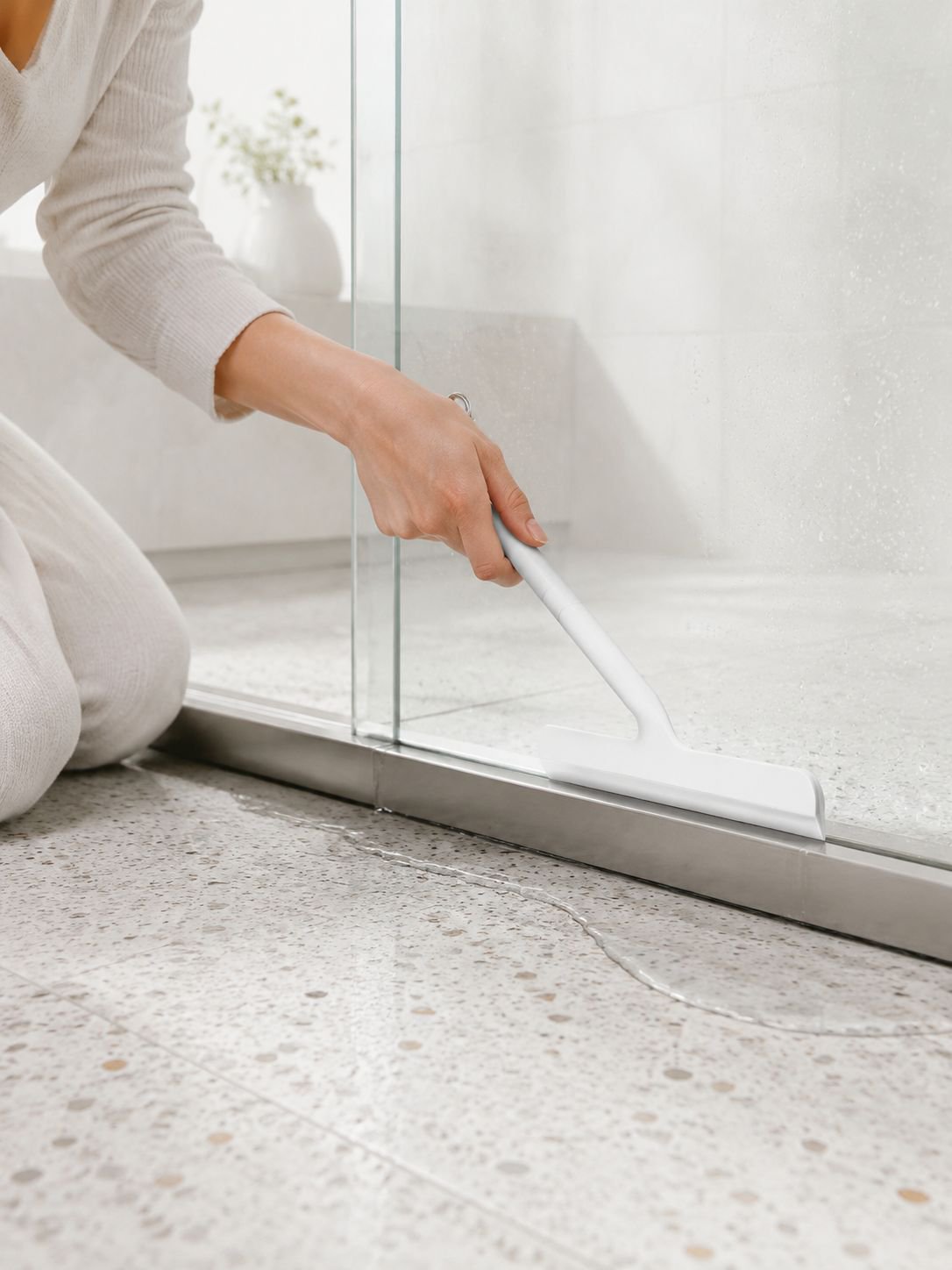 Multi-purpose plastic scraper for mirrors and tiles