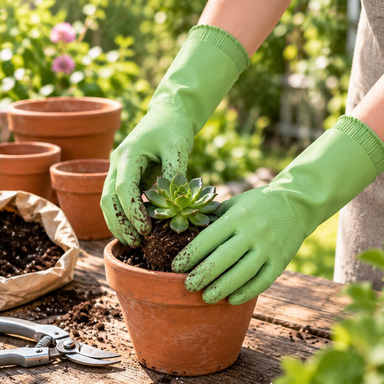 Rutschfeste Oberfläche der Küchenhandschuhe im Detail