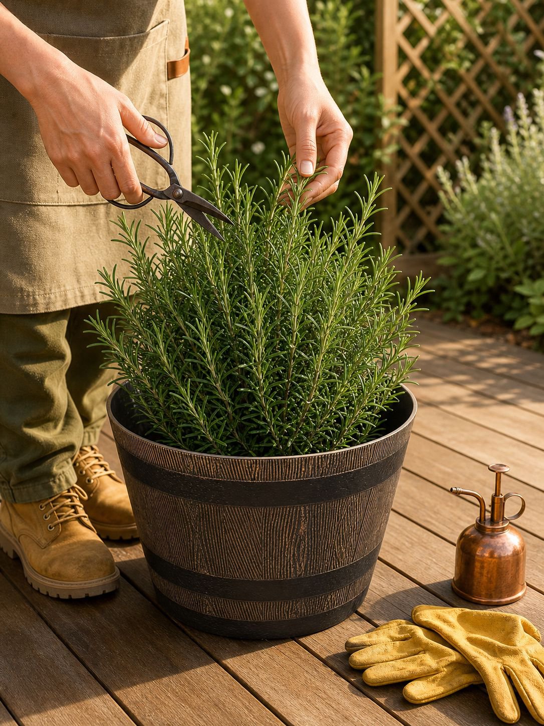 Durable plastic garden pot with handles