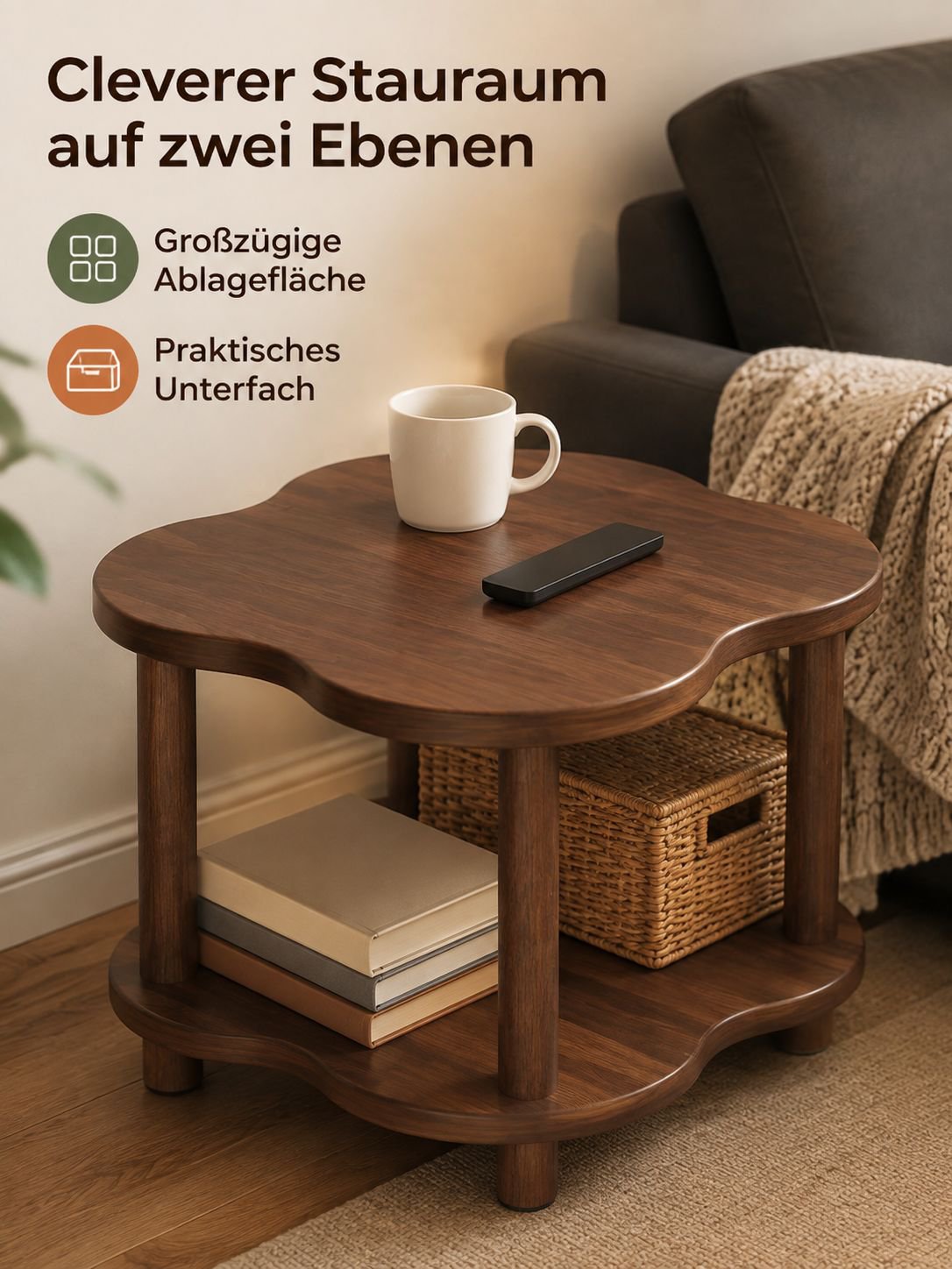 Moderner Couchtisch in stilvollem Raum