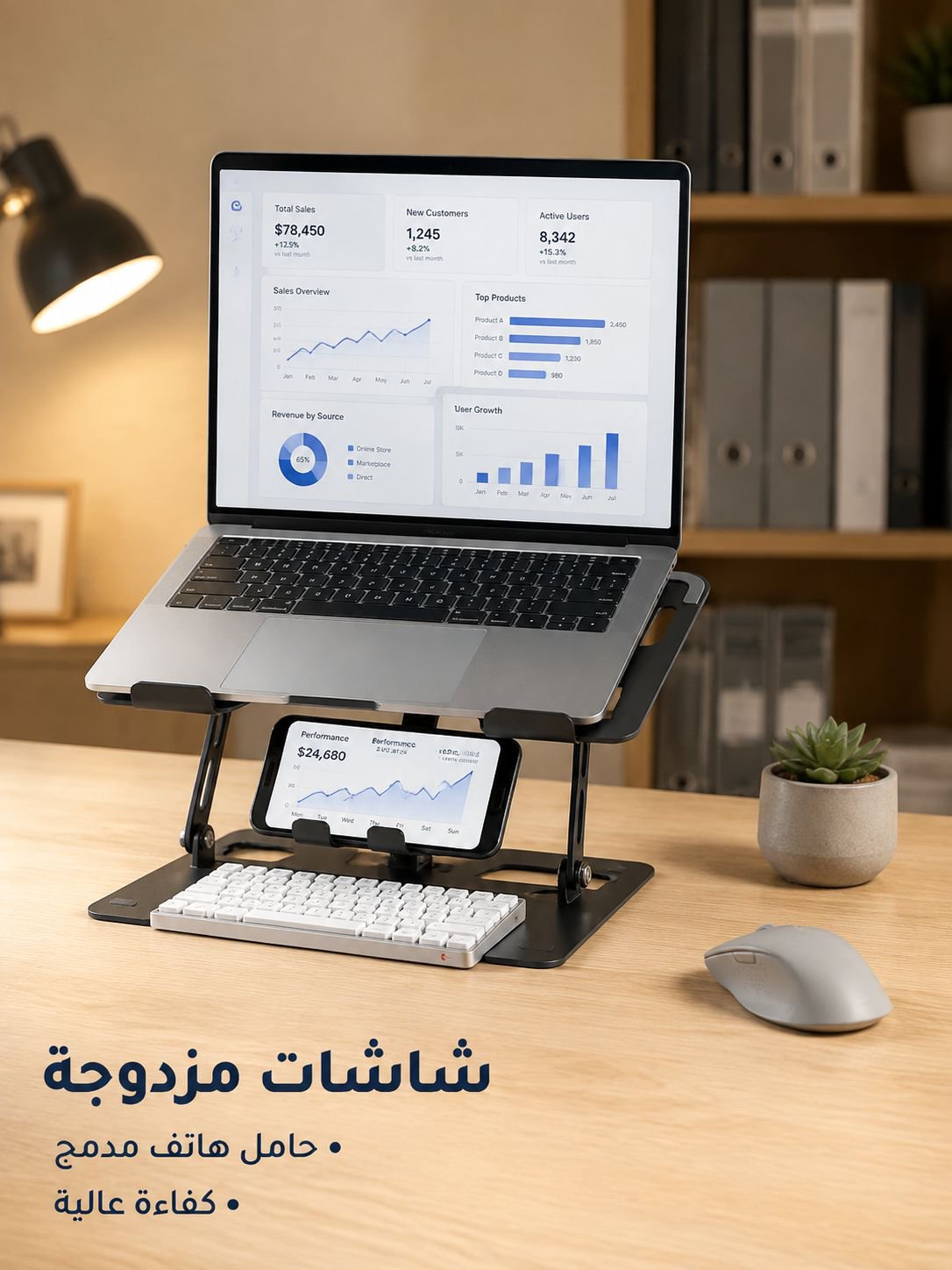 حامل لابتوب دوّار 360° من الفولاذ الكربوني عالي الجودة