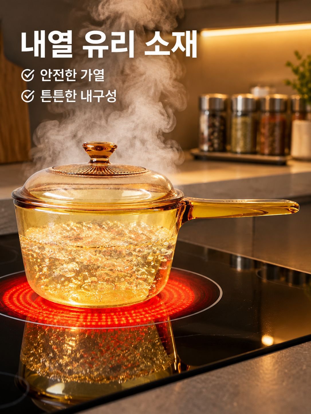 유리 손잡이형 즉석 라면 냄비