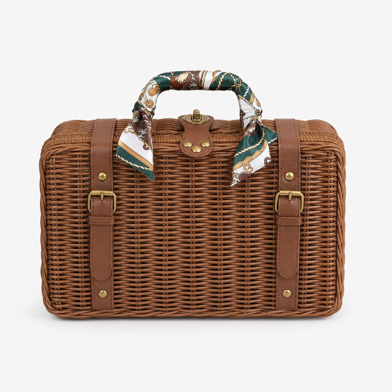 Rattan woven suitcase souvenir gift box hand-woven storage basket New Year holiday gift box photo pr