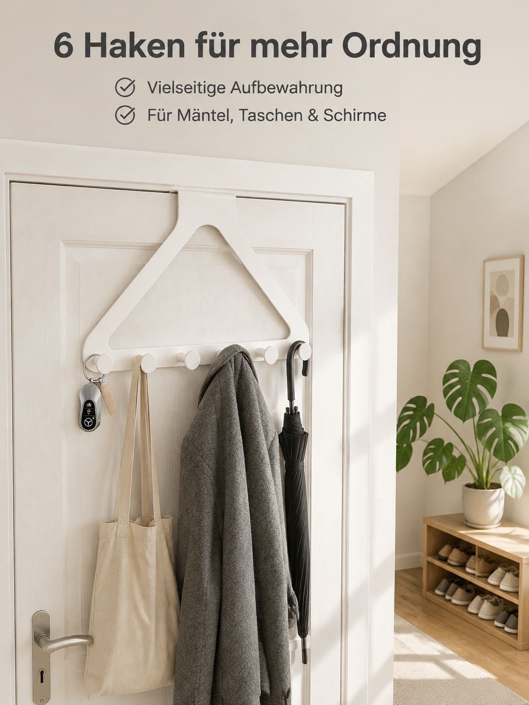 Starker selbstklebender Wandhaken Garderobe für Schlafzimmer und Badezimmer hinter der Tür