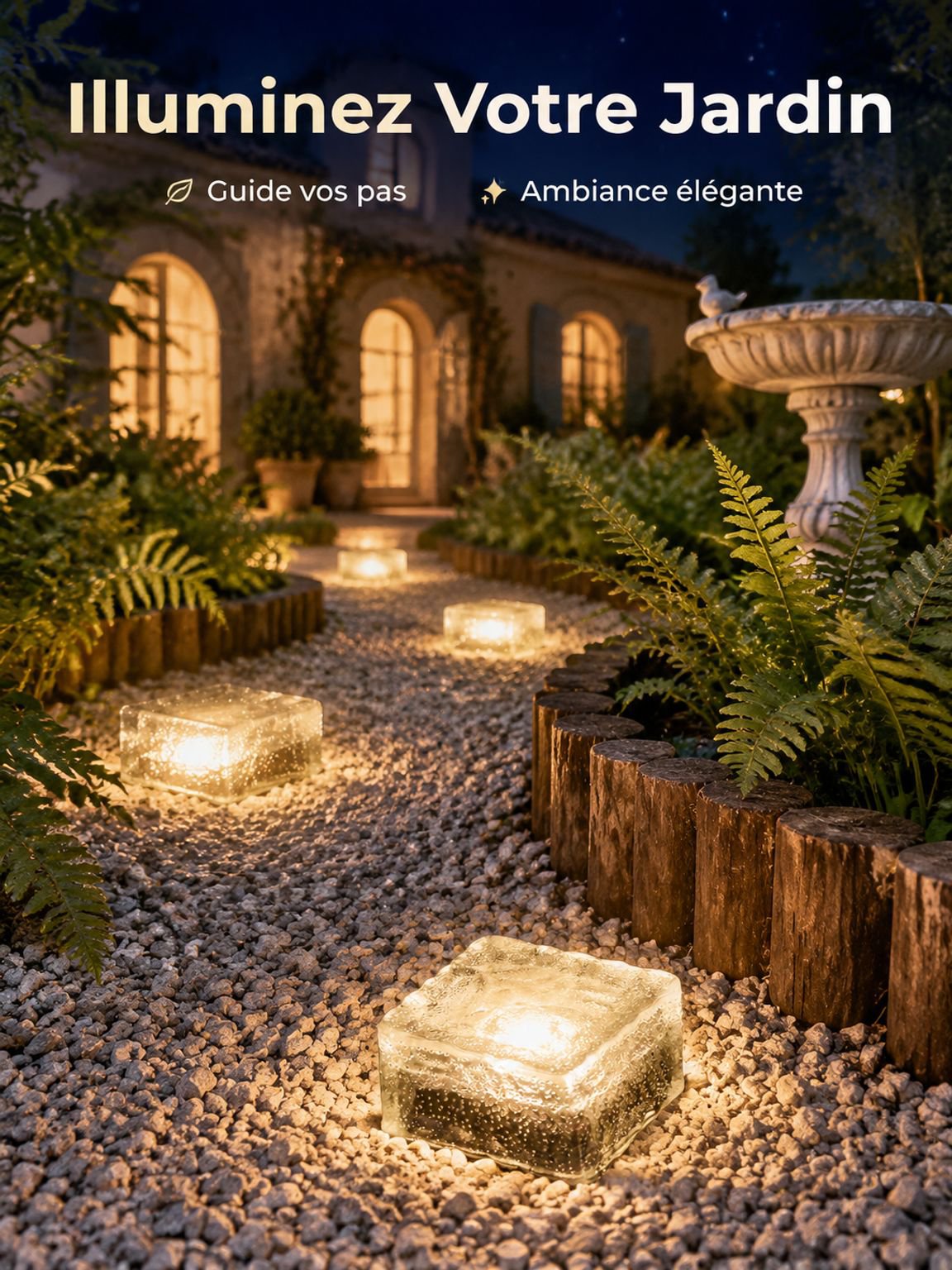 Lampe solaire de jardin en forme de brique de glace à LED, éclairage d'ambiance pour décoration de p