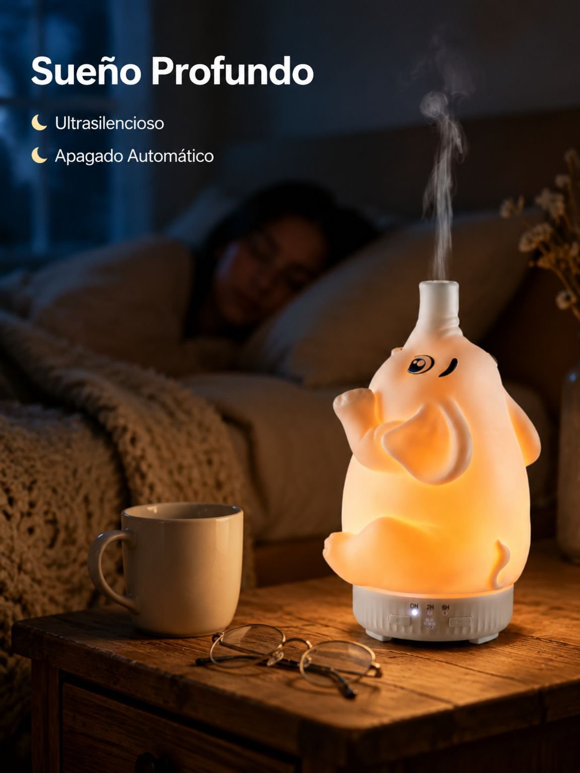Humidificador Difusor de Aroma Mini Silencioso con Luces de Siete Colores