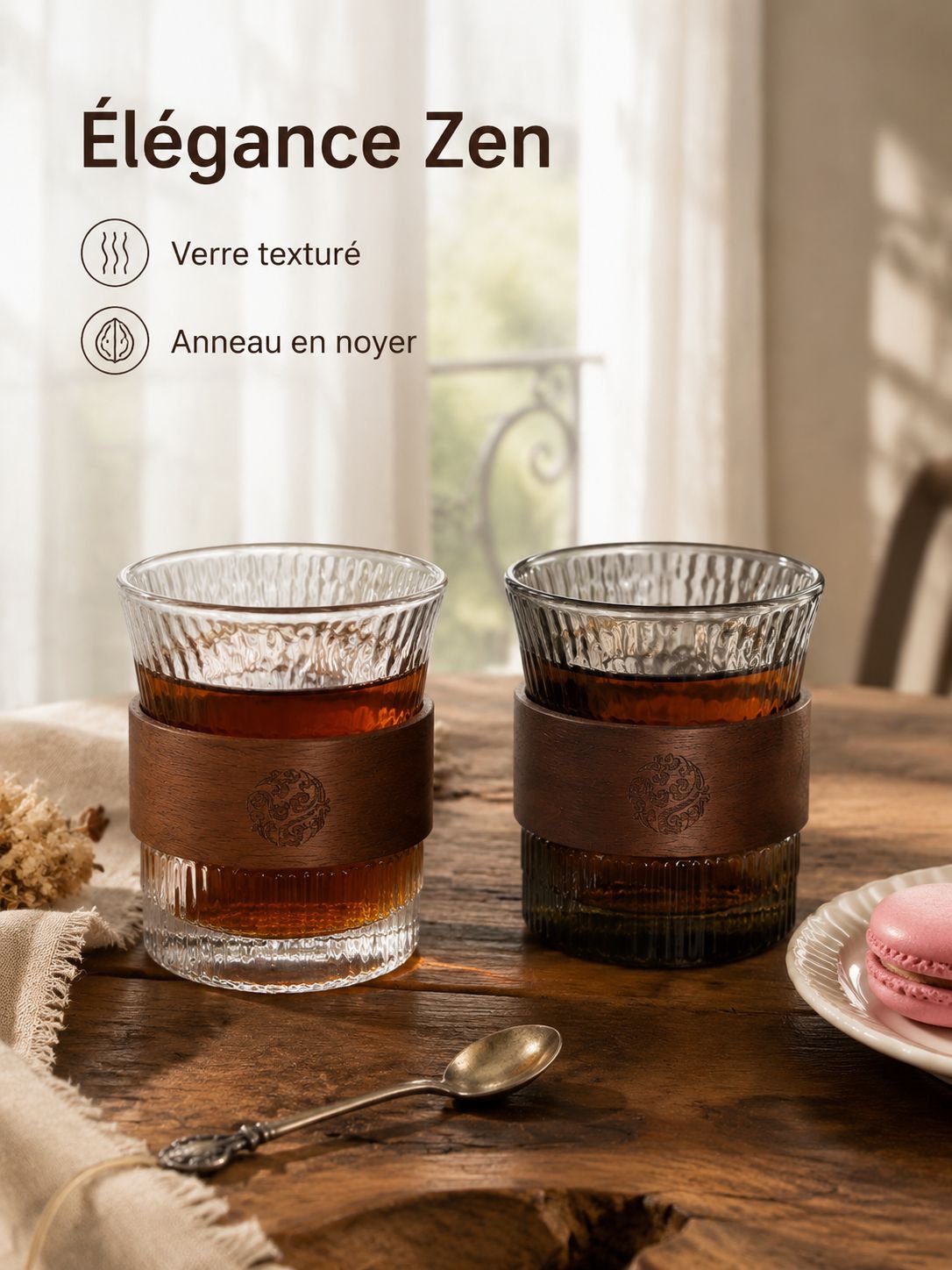 Tasse à thé en verre borosilicate martelé