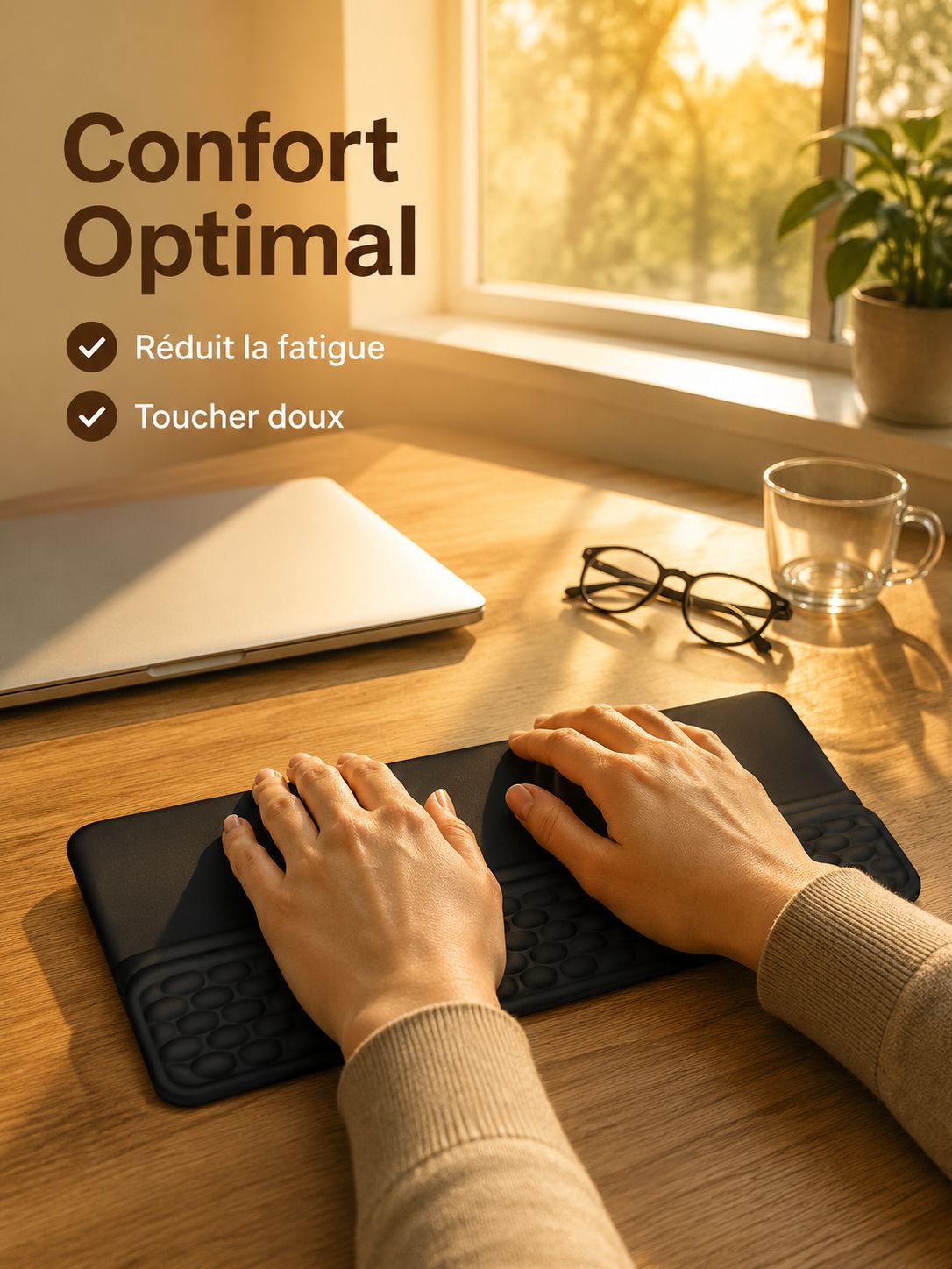 Repose-poignet en mousse à mémoire de forme pour clavier mécanique