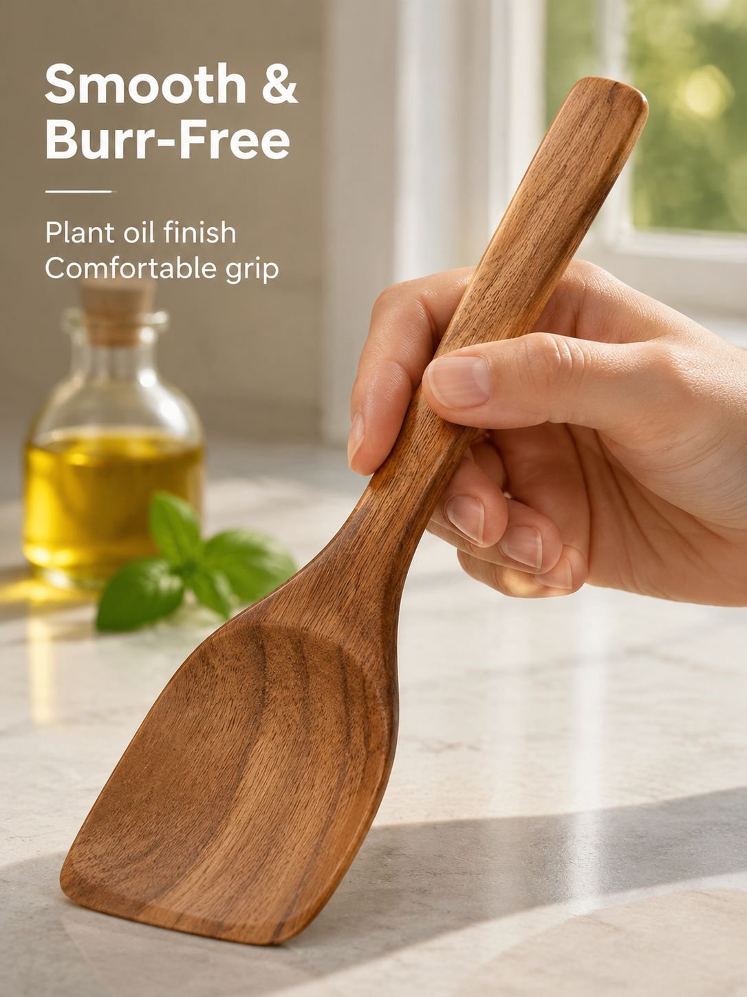 Handcrafted wooden utensils with ergonomic handles