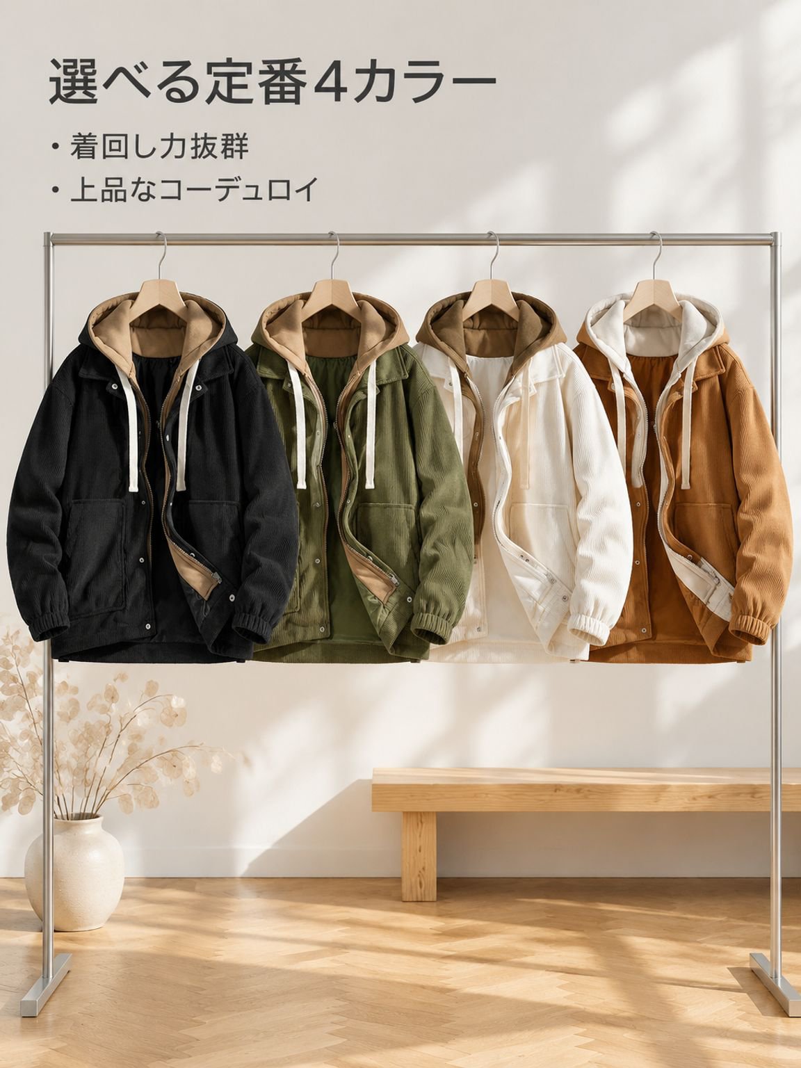 メンズ 裏起毛・厚手 フェイクレイヤードパーカージャケット