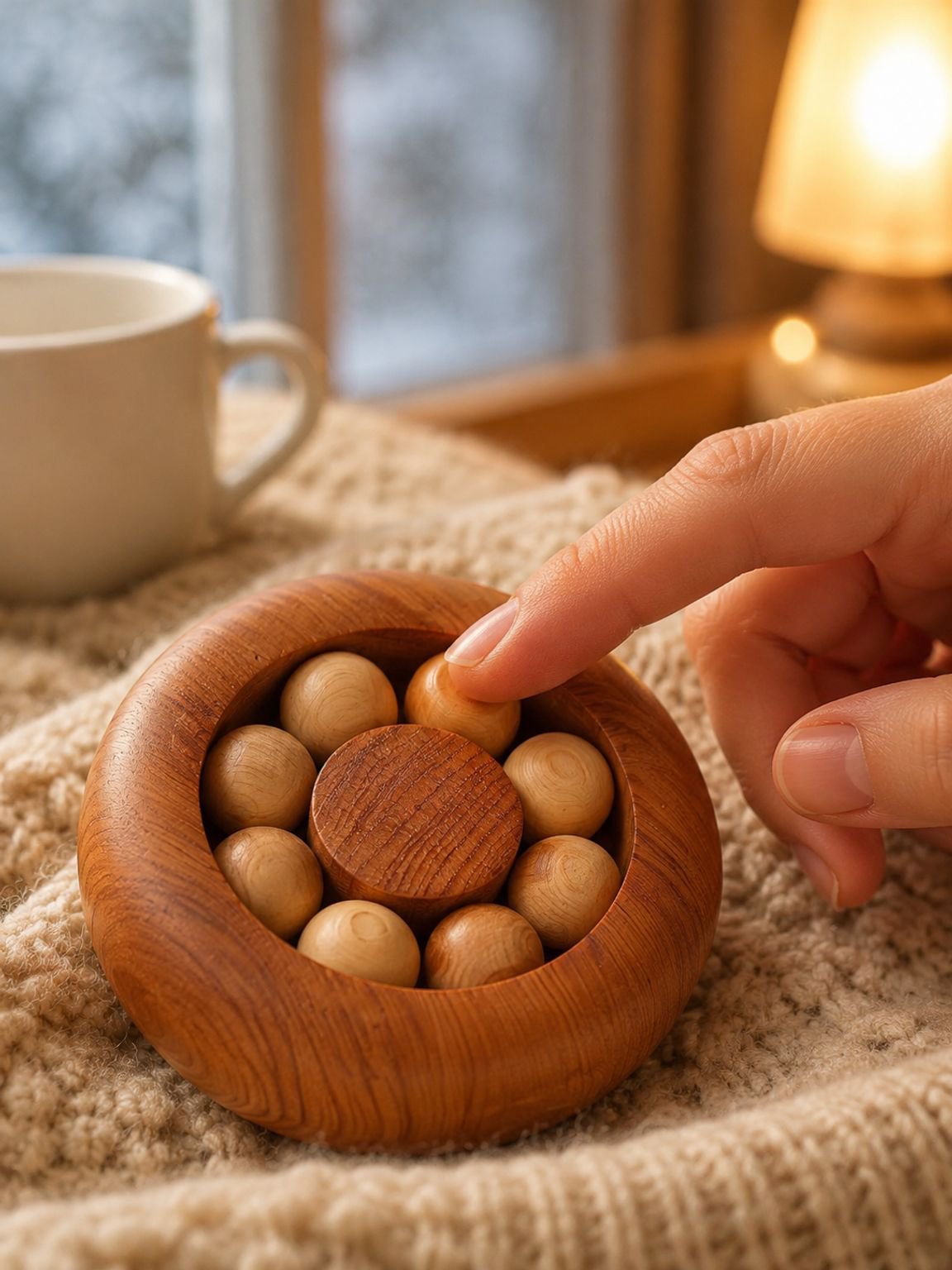 Wooden rotating bead fingertip toy mobile game stress relief toy desktop play fingertip rotation adu