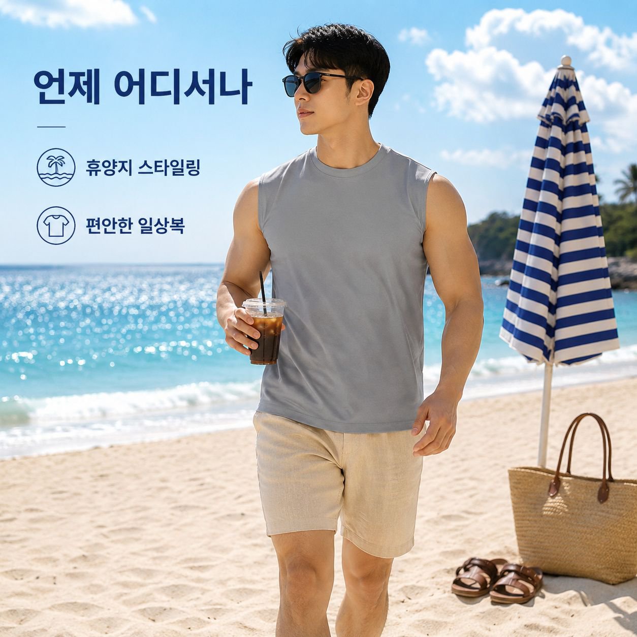 여름 남성 캐주얼 스포츠 퀵드라이 탱크탑 피트니스 휴양복