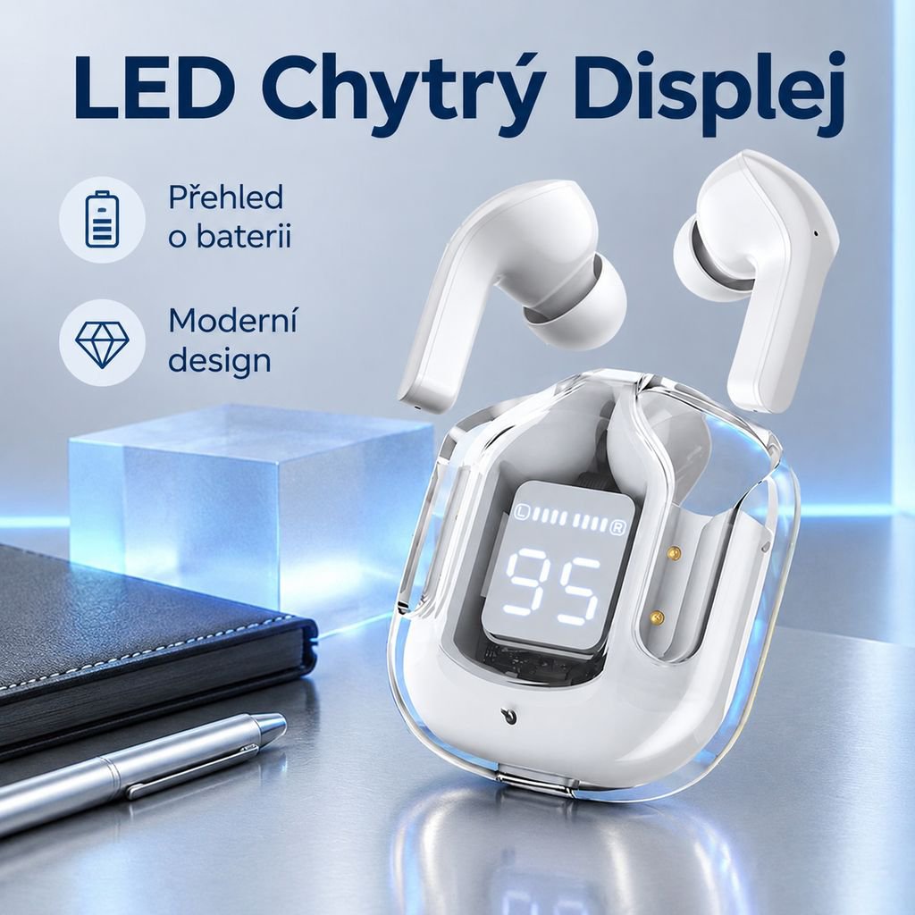 Vysoce kvalitní sportovní bezdrátová Bluetooth sluchátka do uší s digitálním displejem