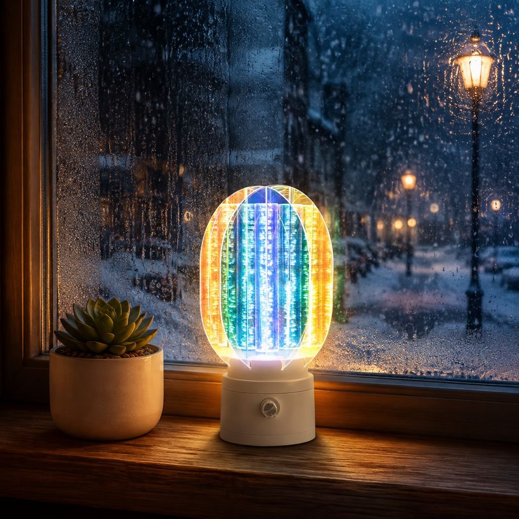 Children’s room illuminated by rotating night light