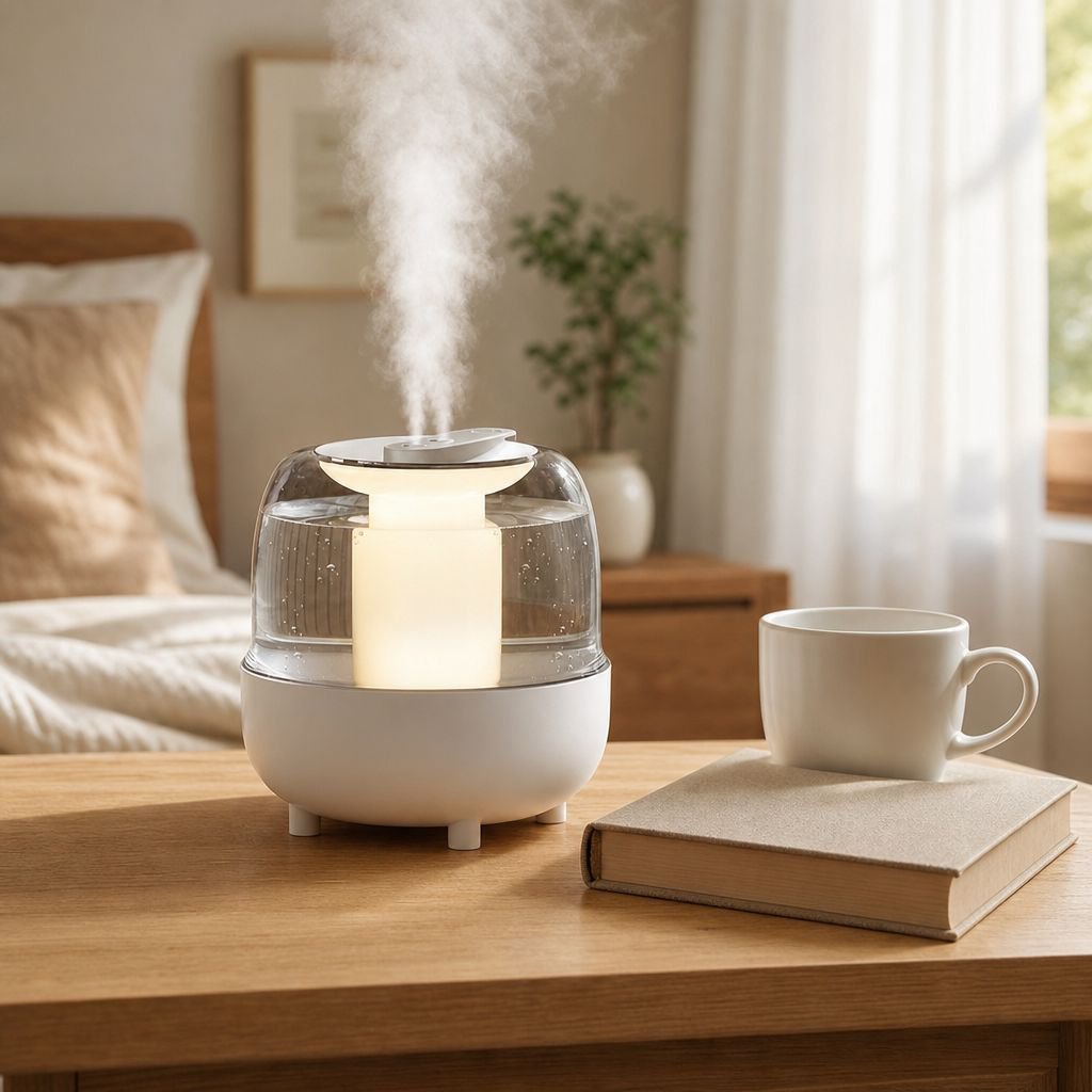 Dual Spray Large Capacity Humidifier with Night Light for Bedroom and Office