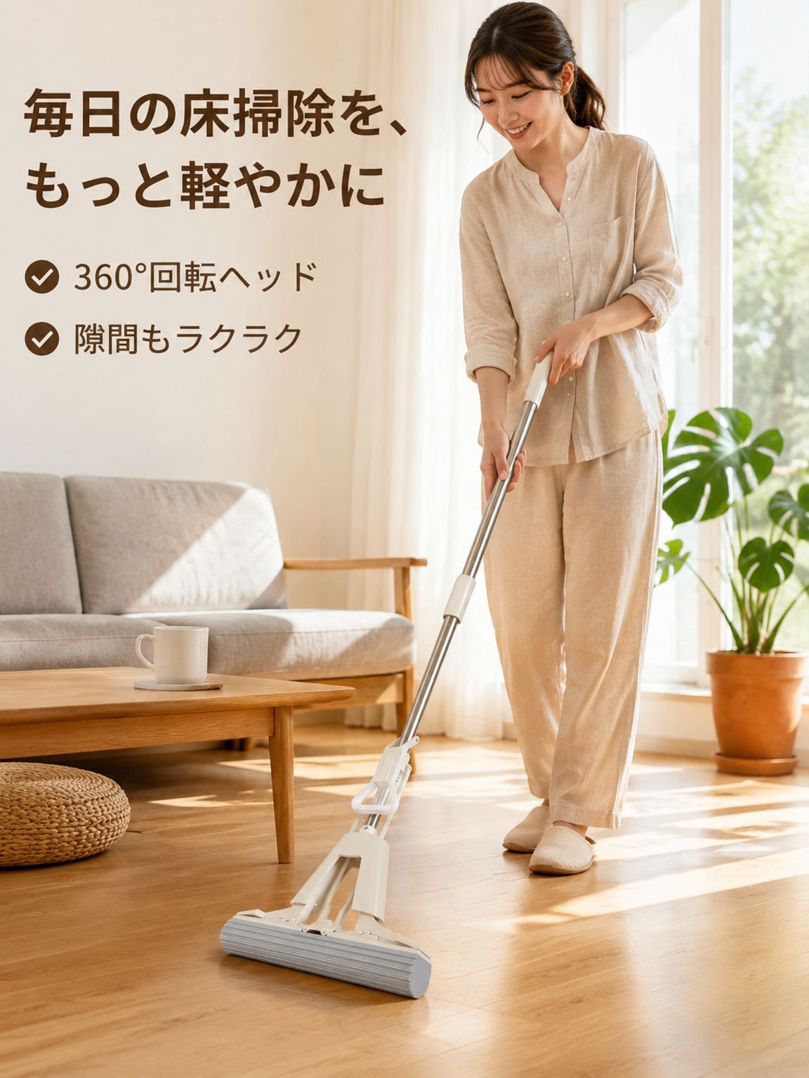 手洗い不要 レイジーモップ 乾湿両用 家庭用クリーニングモップヘッド
