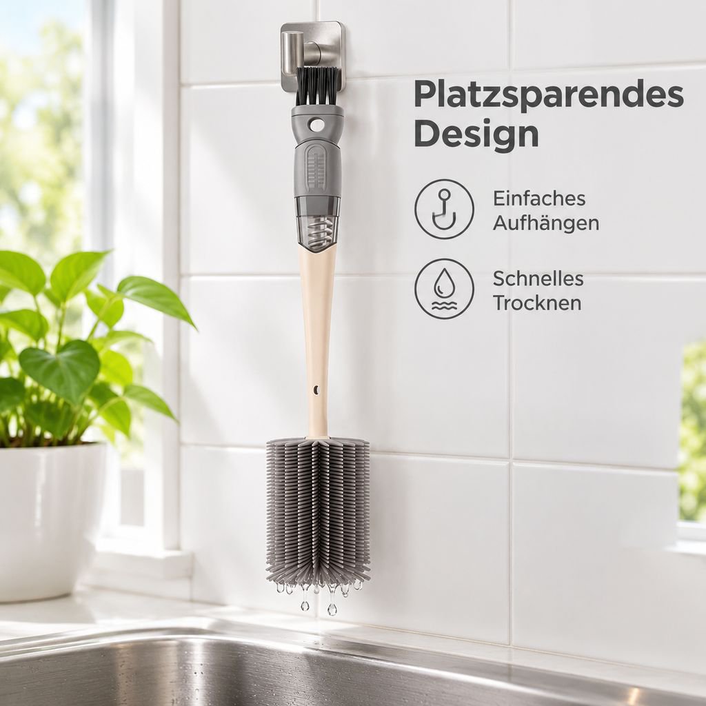 Silikonbürste mit langem Stiel für Becher und Babyflaschen