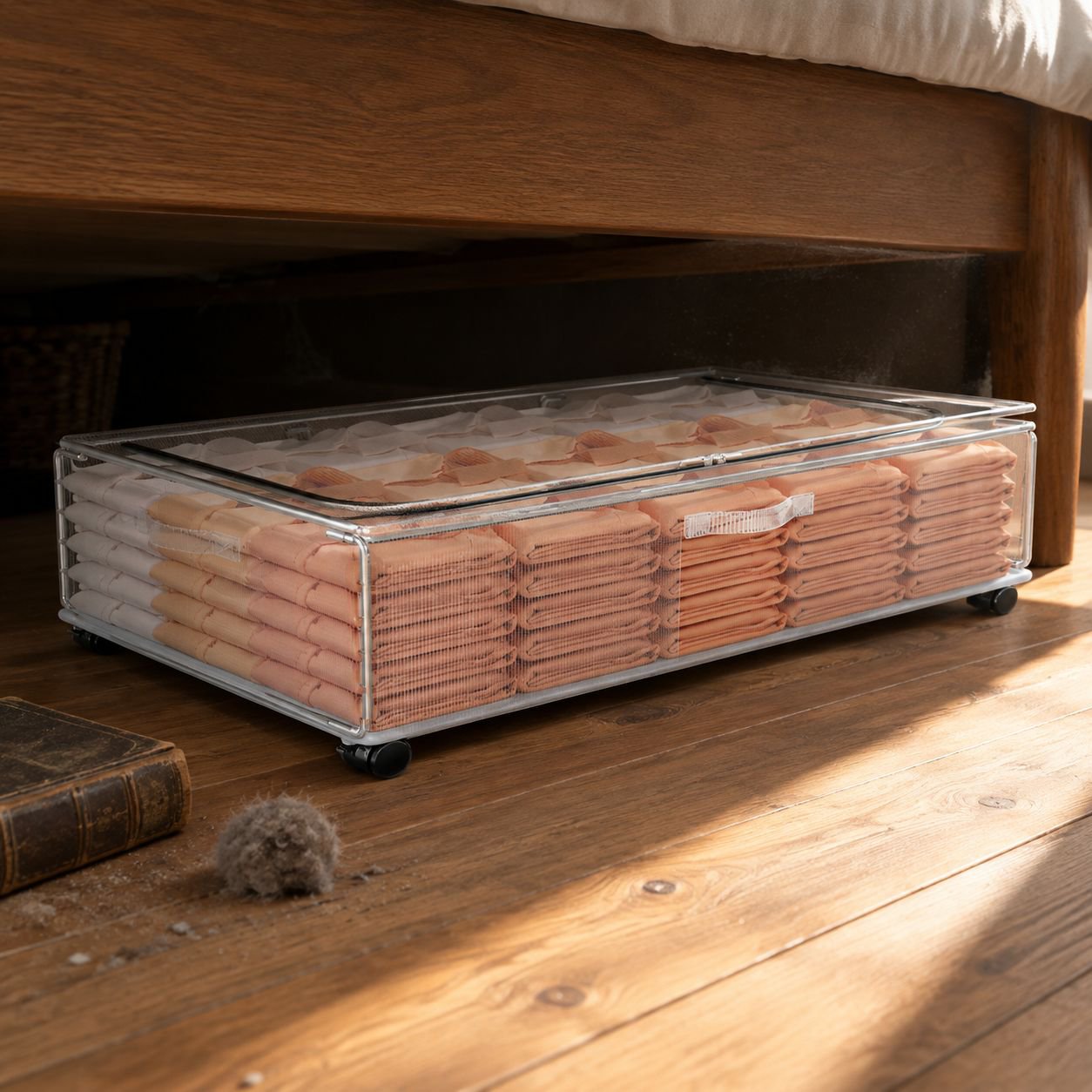 Under-Bed Storage Box with Wheels, Moisture Resistant, Ideal for Clothes and Blankets