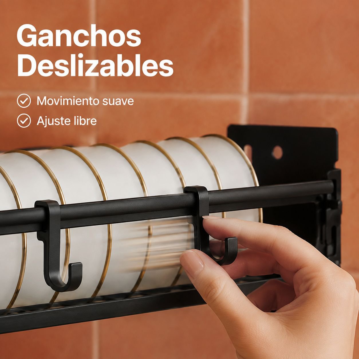 Organizador de pared para cocina con 6/7/8 ganchos