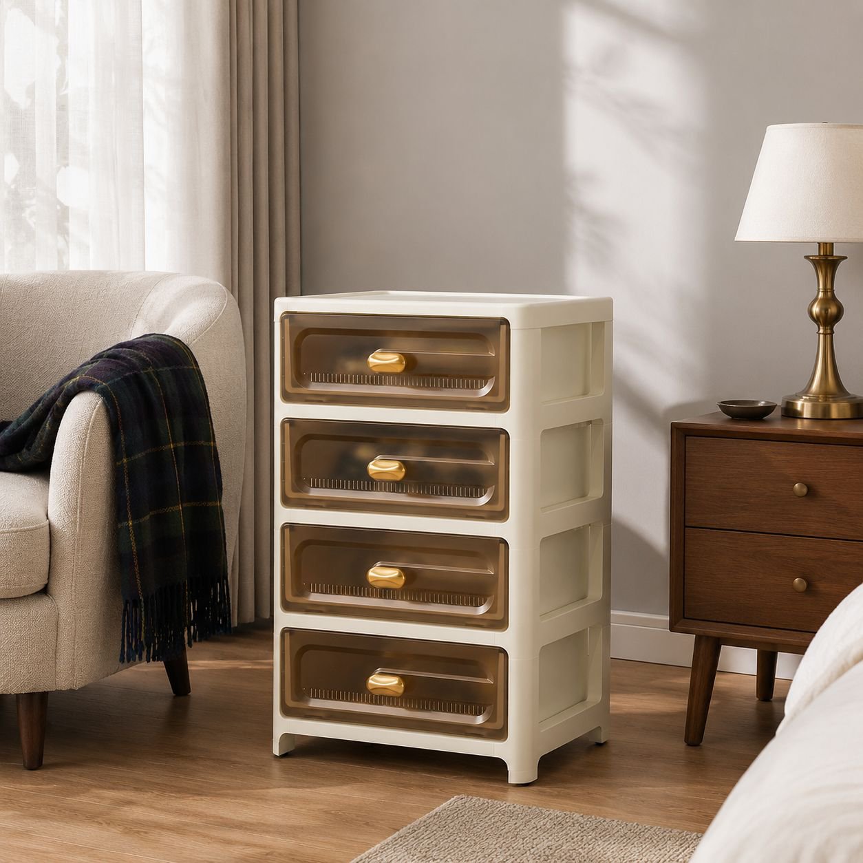 Wide Multi-tier Plastic Storage Organizer with Wheels
