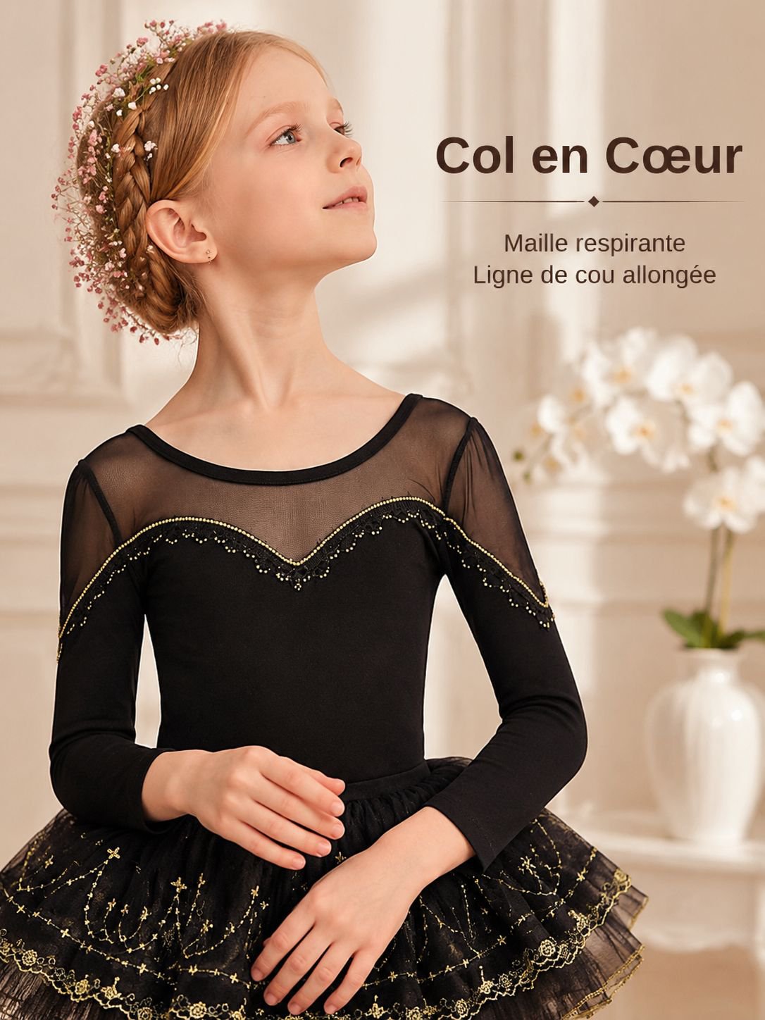 Costume de ballet à manches longues pour filles
