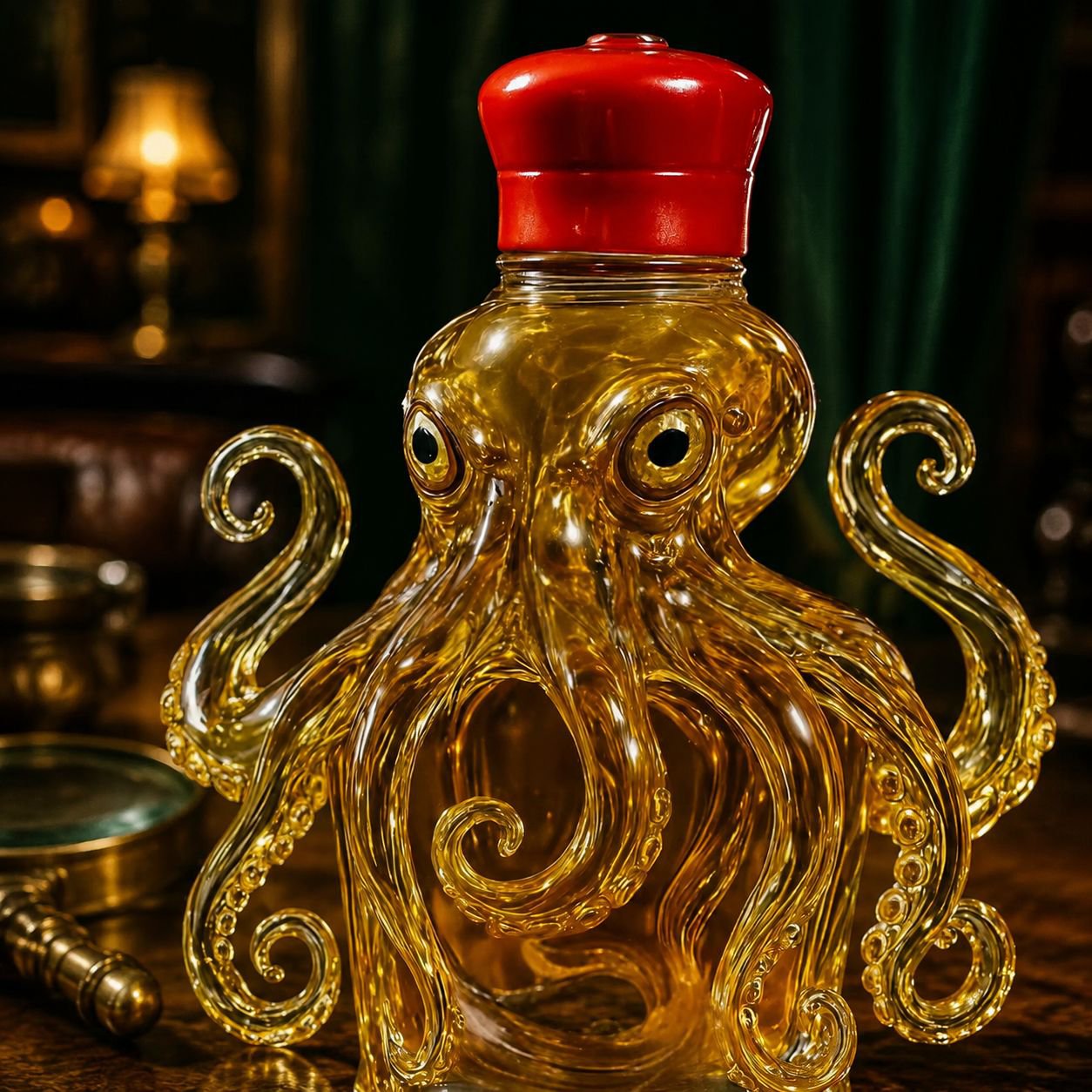 Creative Octopus Design Whiskey Bottle close-up view