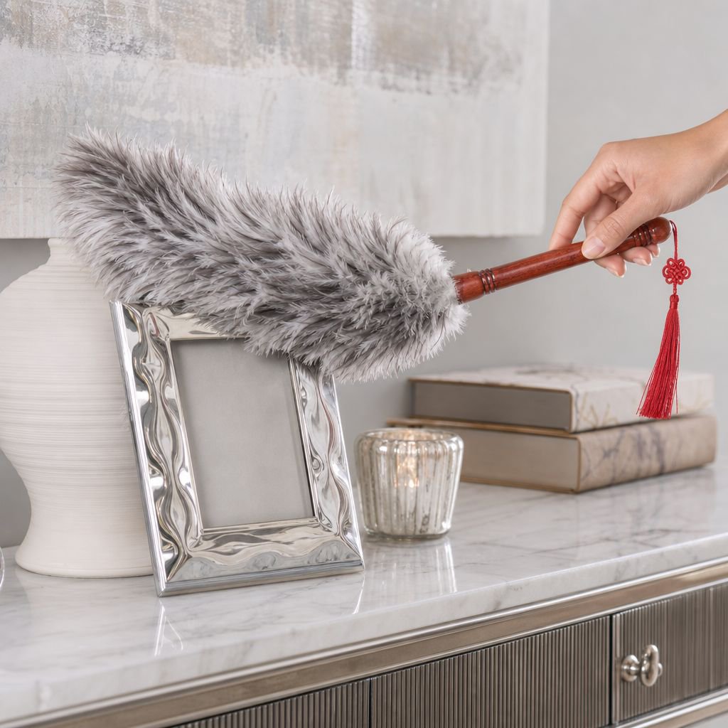 Feather duster, for household and vehicle use, extended and thickened for enhanced flexibility, suit