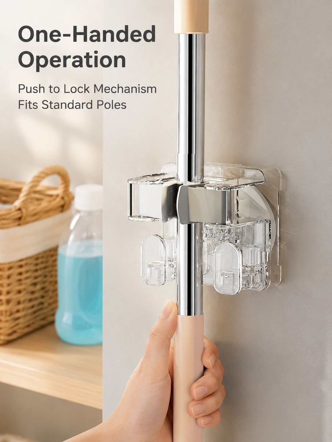 No-Drill Suction Multi-Functional Mop Hook