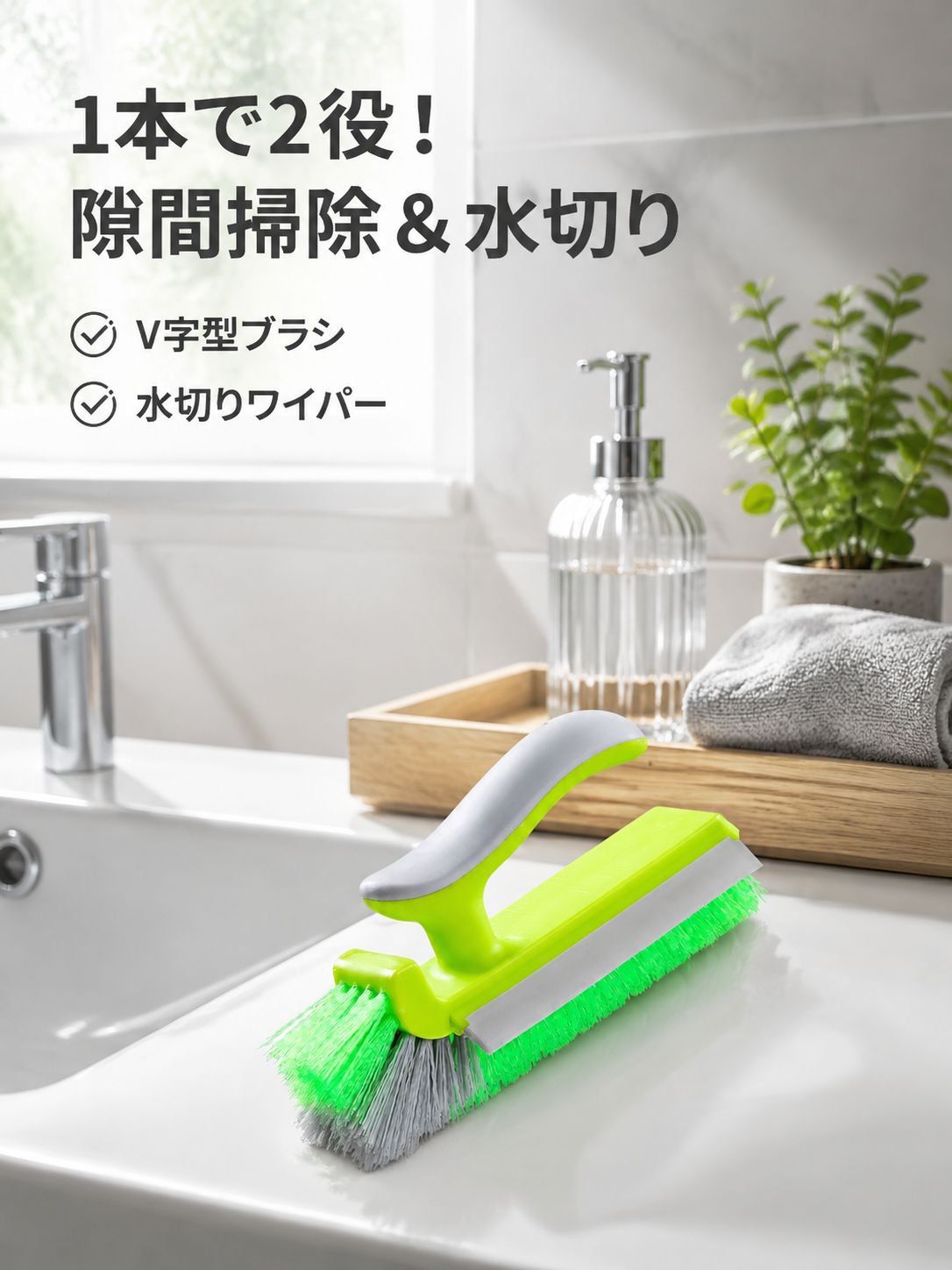 浴室の隅の隙間ブラシ