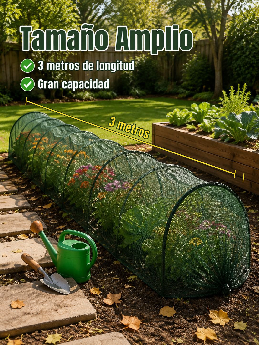 Malla de sombra portátil de 3 metros para invernadero, túnel de jardín, fácil de instalar y liberar