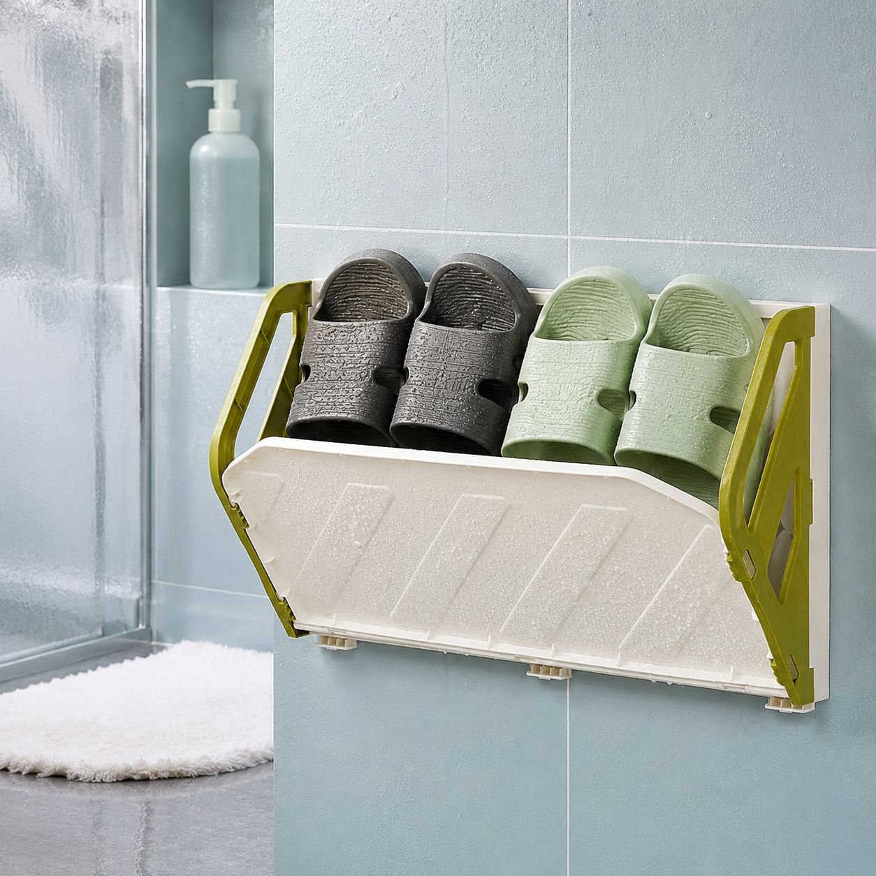 Modern wall-mounted shoe organizer for slippers
