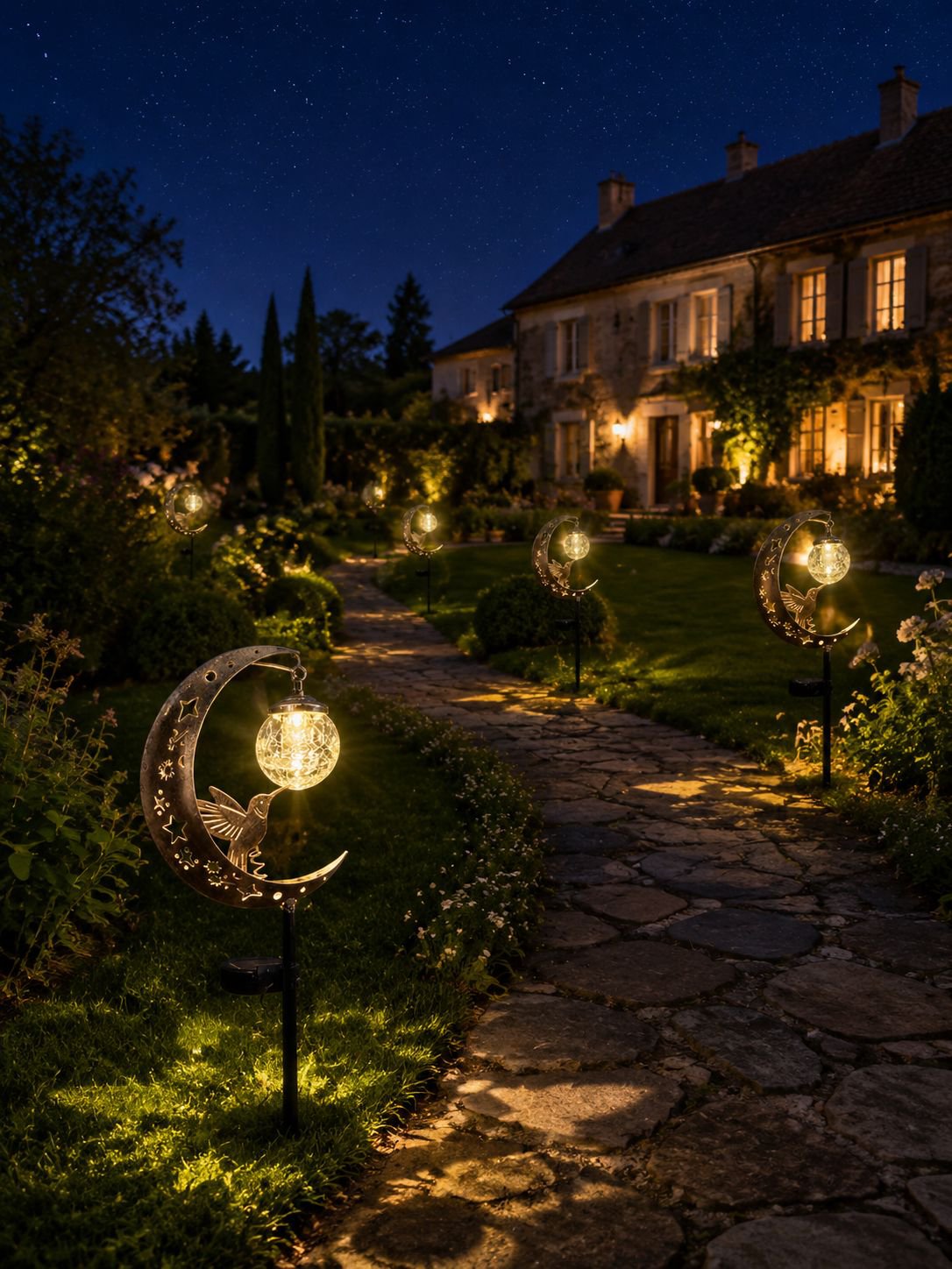 Lampe solaire colibri pour allée de jardin