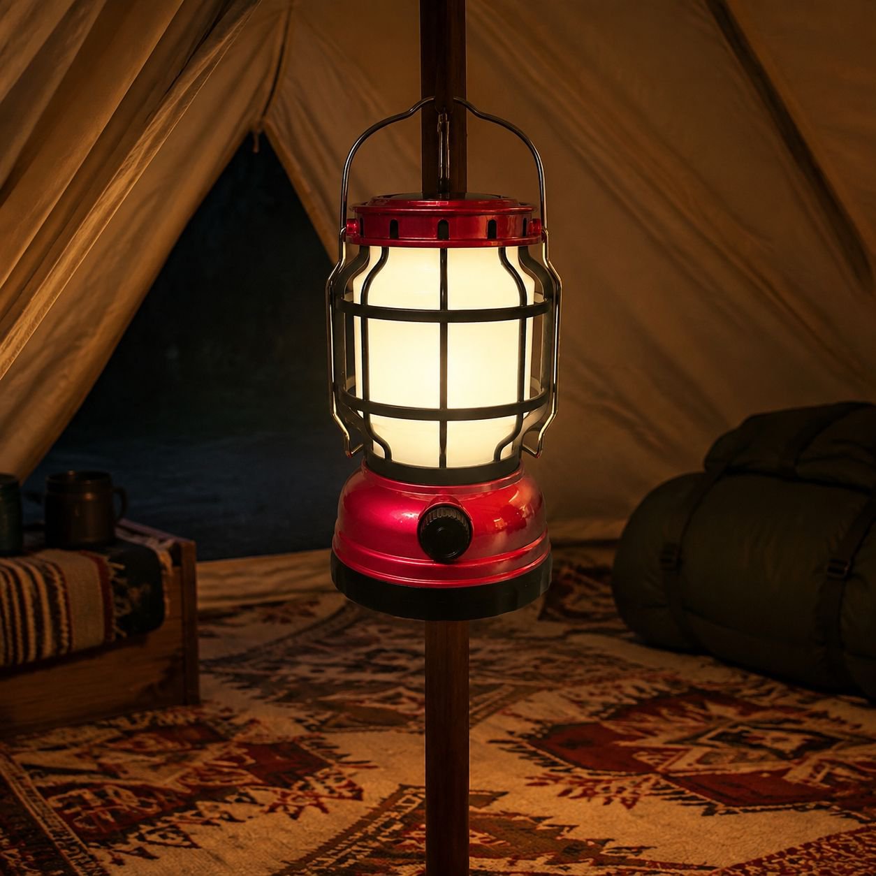 Multifunctional LED Camping Light Solar and USB Rechargeable High Bright Flashlight