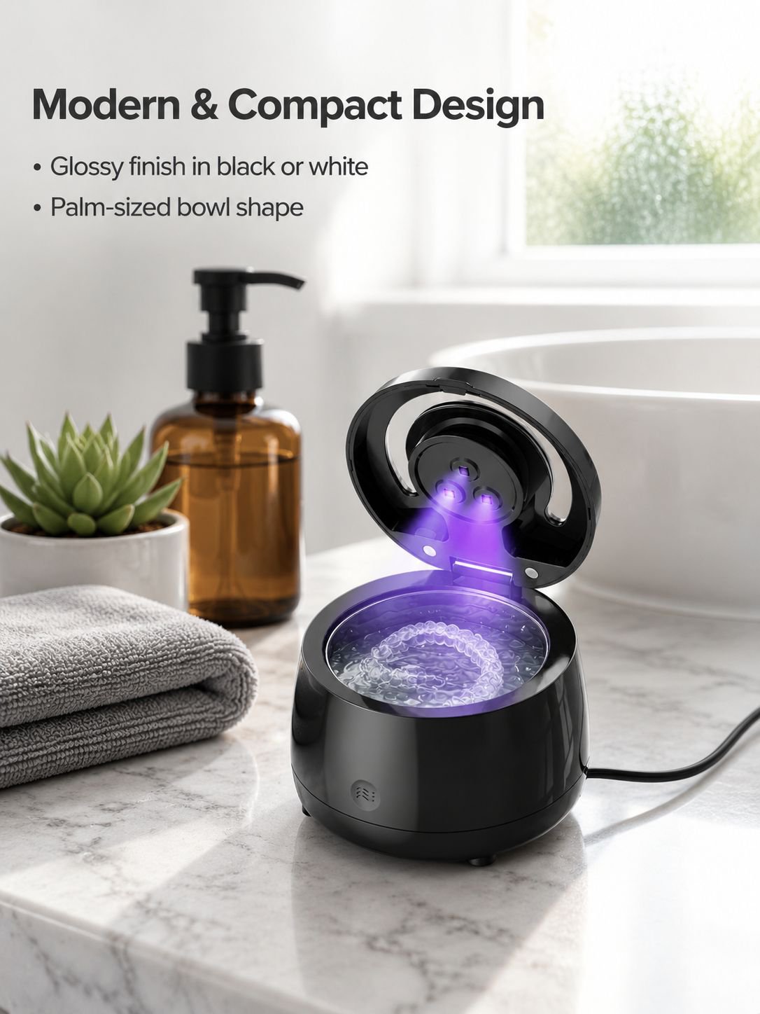 Multifunctional denture and retainer sonic cleaner with UV sterilizer