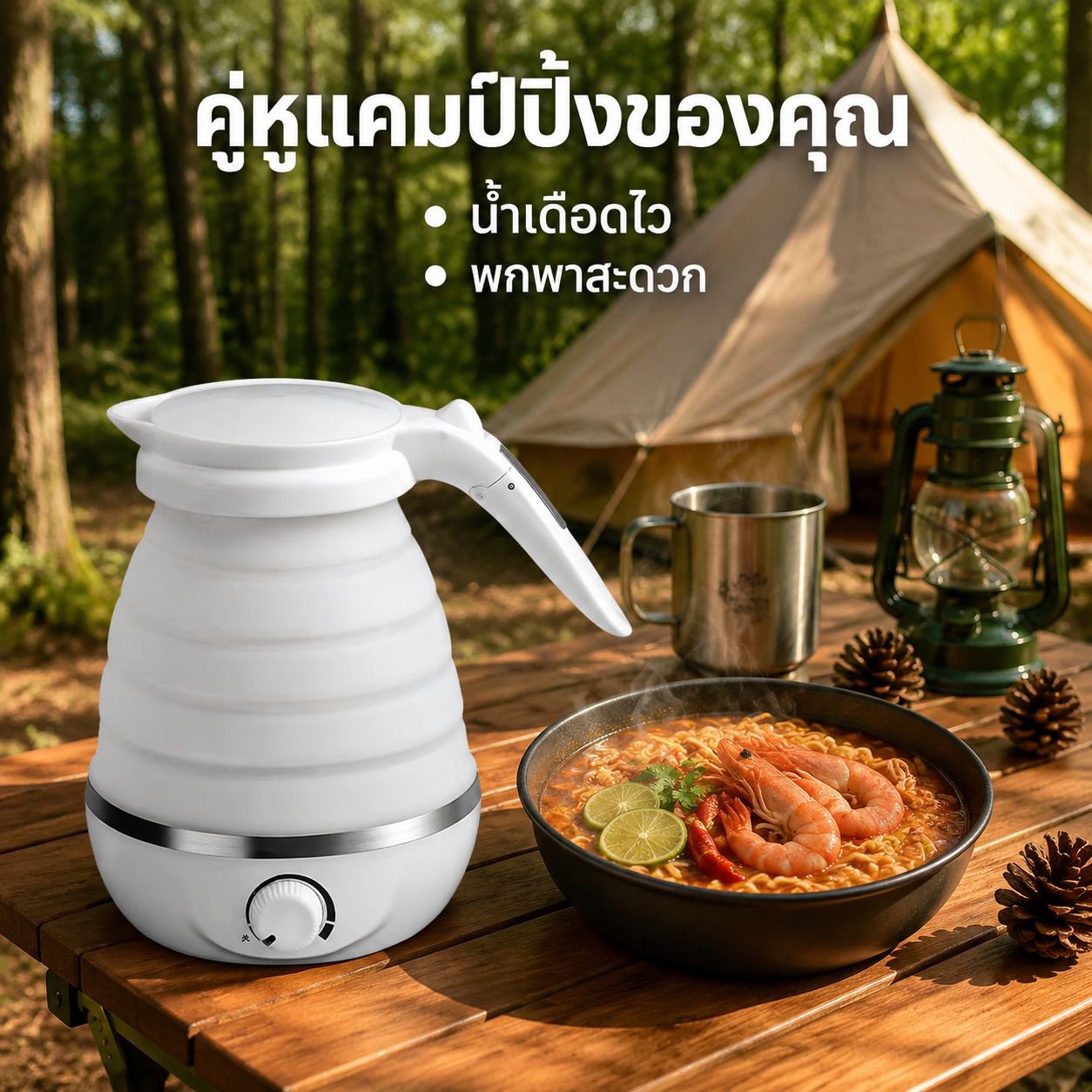 กาต้มน้ำไฟฟ้าซิลิโคนพับได้ขนาดเล็ก พกพาสะดวก สำหรับเดินทาง