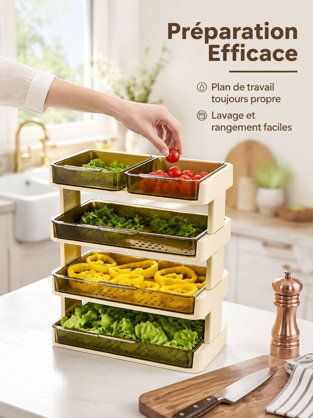 Étagère multifonction pour plats et accessoires de cuisine