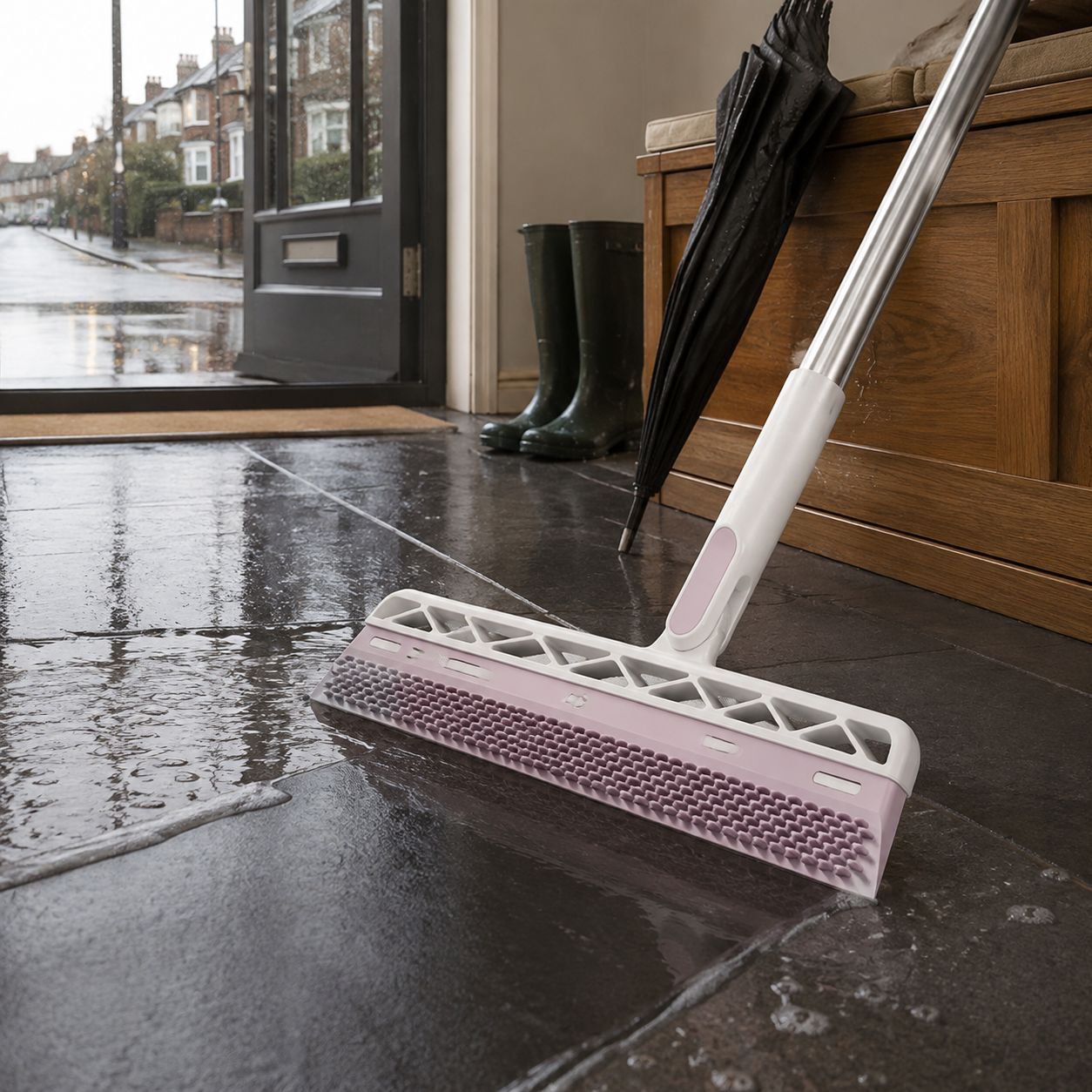 Multi-Functional Double-Sided Magic Sweeper in use on hardwood floor