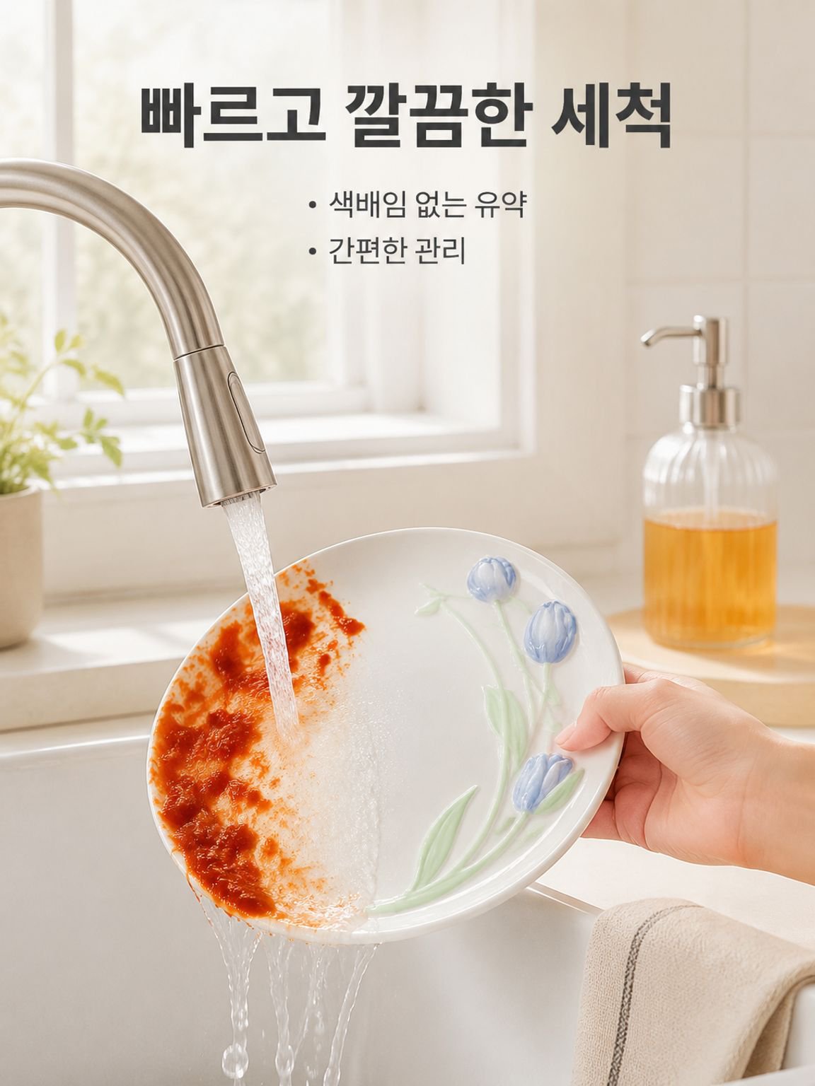 현대풍 3D 압화 울금 향화 도안 도자기 그릇 접시