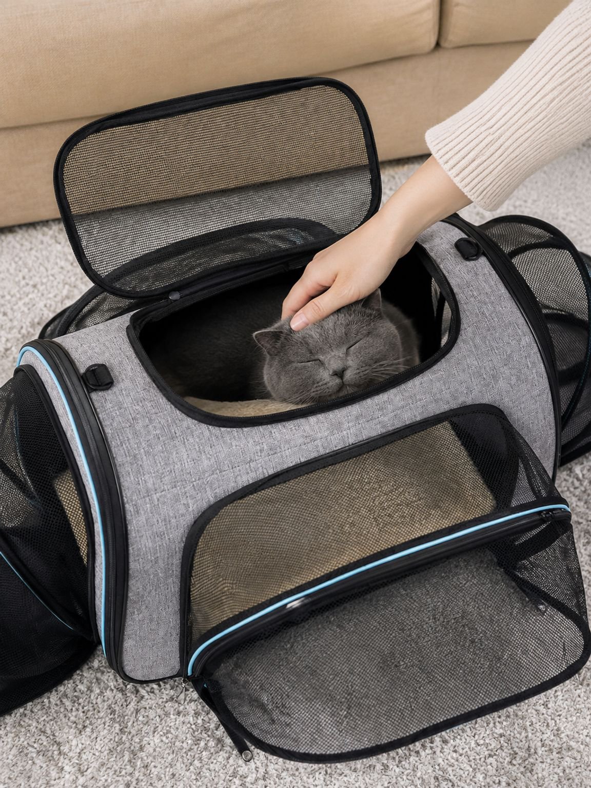Lit extensible pour chat, sac de transport pour chat, sac de voyage pour chien (modèle le plus vendu