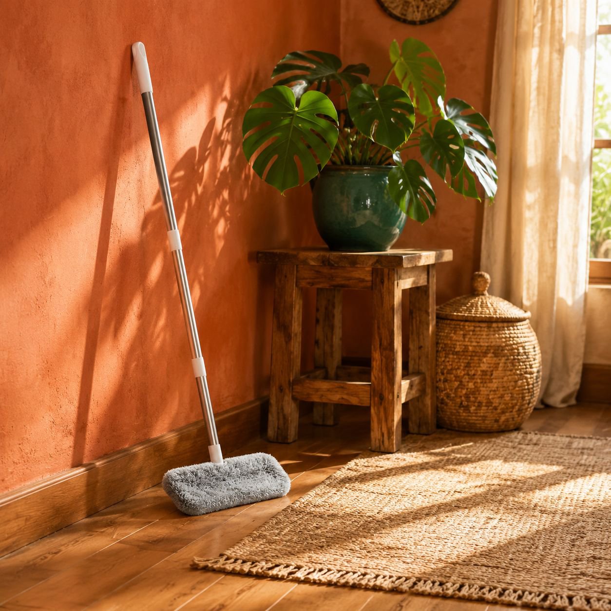 Mopa extensible electrostática para limpieza del techo en el hogar
